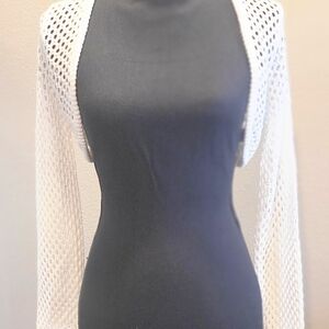 Forever 21 White Open-Knit Cropped Shrug